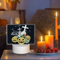 Rectangular Acrylic Night Light, A Black And White Image Of Halloween Decorations. 8 Rectangular Acrylic Night Light, A Black And White Image Of Halloween Decorations. -Pattern Night Light d823e23e138a524db4279cc952daf64b5b0b1482
