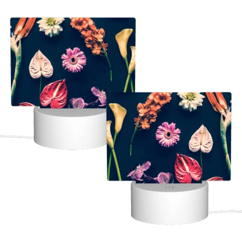 Rectangular Acrylic Night Light, A variety of flowers are displayed on a black background. Rectangular Acrylic Night Light, A Variety Of Flowers Are Displayed On A Black Background. -Pattern Night Light d86810c29e1c5af62b0019f358a00f06aa0a79bb