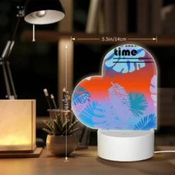 Love Acrylic Night Light, A Colorful Image Of Leaves And Flowers With The Words "Summer Time" Written Above It. -Pattern Night Light d90d547590fd69a2f2a2704386d78a0b99e596ec