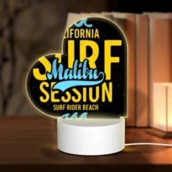 Love Acrylic Night Light, A Surfboard With The Words California Surf Session On It.