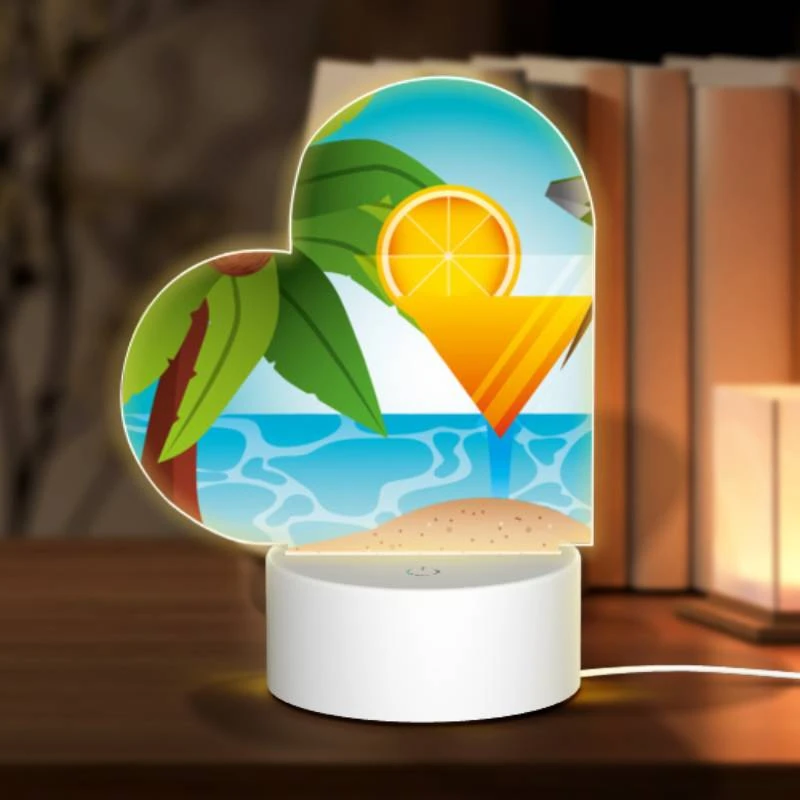 Love Acrylic Night Light, A cocktail is served on a beach with palm trees and a lemon in the background. Love Acrylic Night Light, A Cocktail Is Served On A Beach With Palm Trees And A Lemon In The Background. -Pattern Night Light d988fc5dfb1f5fdcd31bd1c6ef71dfa9a8a5f7ed