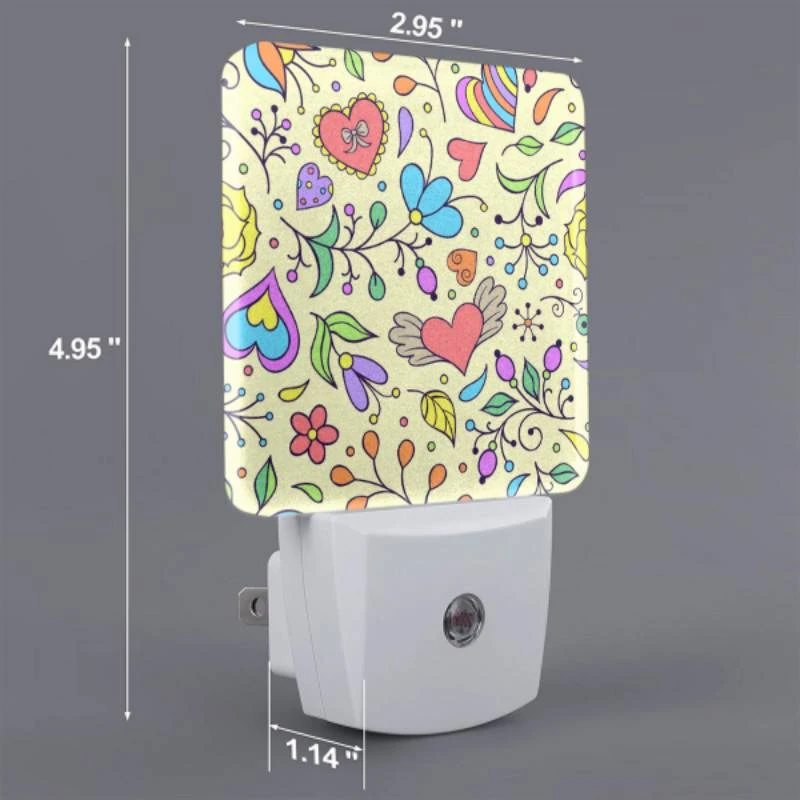 Night Light, A colorful floral pattern with hearts and flowers. Night Light, A Colorful Floral Pattern With Hearts And Flowers. -Pattern Night Light d9a6a83bf590071cb464cd2ff0a53842f89123e8
