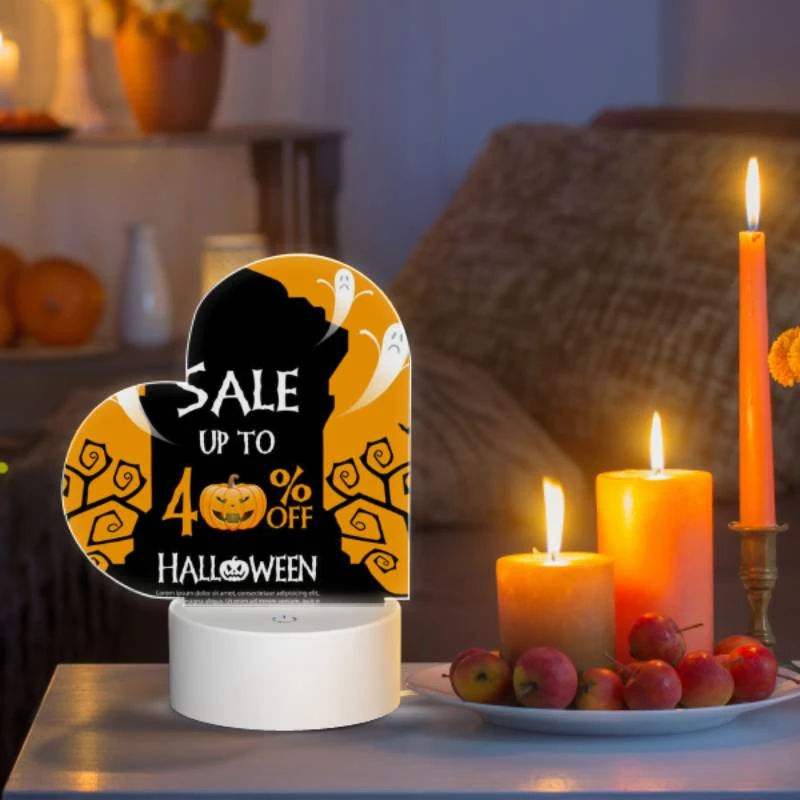 Love Acrylic Night Light, A Halloween sale sign advertises a 40% discount. Love Acrylic Night Light, A Halloween Sale Sign Advertises A 40% Discount. -Pattern Night Light da1f501e0b492b3bf6fd1847d22706ff946c0dda