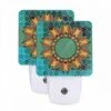 Night Light Set Of 2, A Colorful Sunflower With A Green Center. 2 Night Light Set Of 2, A Colorful Sunflower With A Green Center. -Pattern Night Light da5f621ab7f1529f12fb9d8a9840d6357dfc5ee8