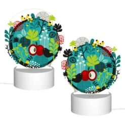 Round Acrylic Night Light, A Colorful Circle With A Bird And A Cherry Tree. 3 Round Acrylic Night Light, A Colorful Circle With A Bird And A Cherry Tree. -Pattern Night Light da60b76ea14b00c94f68b7392134656037a60883