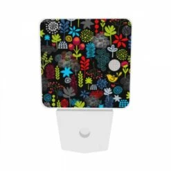 Night Light Set Of 2, A Colorful Flower Pattern With A Bird In The Middle. 8 Night Light Set Of 2, A Colorful Flower Pattern With A Bird In The Middle. -Pattern Night Light db4211bb3eca37e0902b389f1f792e8f00b39ba2