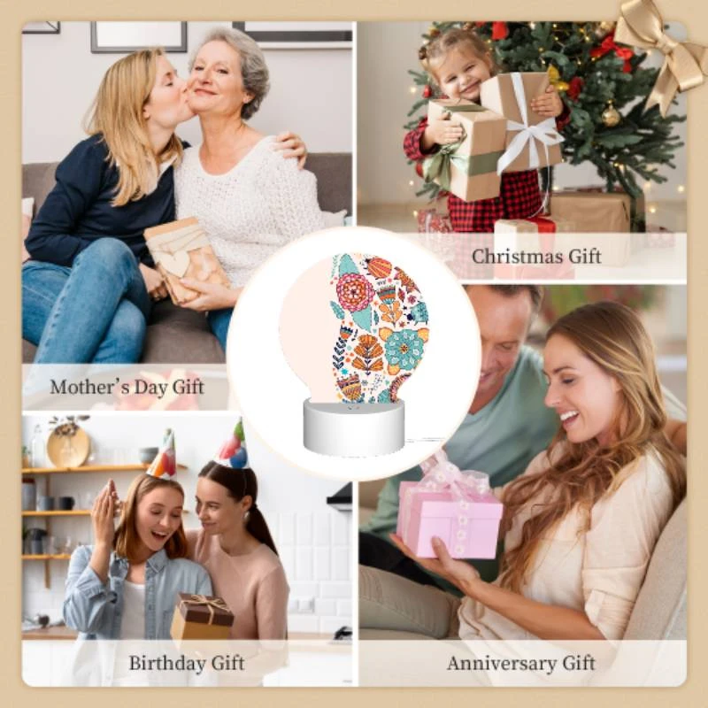 Round Acrylic Night Light, A colorful collection of flowers and leaves. Round Acrylic Night Light, A Colorful Collection Of Flowers And Leaves. -Pattern Night Light dcb23c44d350a0299f174616ece6523ec854be8e