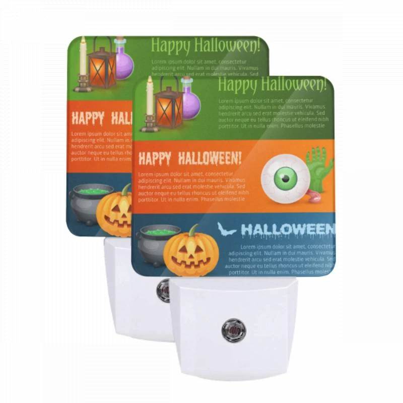 Night Light Set of 2, A colorful poster with four different Halloween images. Night Light Set Of 2, A Colorful Poster With Four Different Halloween Images. -Pattern Night Light dd95ebd03bb259222cd96bbf6f9bed19fd2751c2