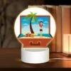Round Acrylic Night Light, A Woman Is Standing On A Beach With A Suitcase And A Palm Tree. 1 Round Acrylic Night Light, A Woman Is Standing On A Beach With A Suitcase And A Palm Tree. -Pattern Night Light ddc3a10e46261c1a1d8787710746359a5bcc03ab