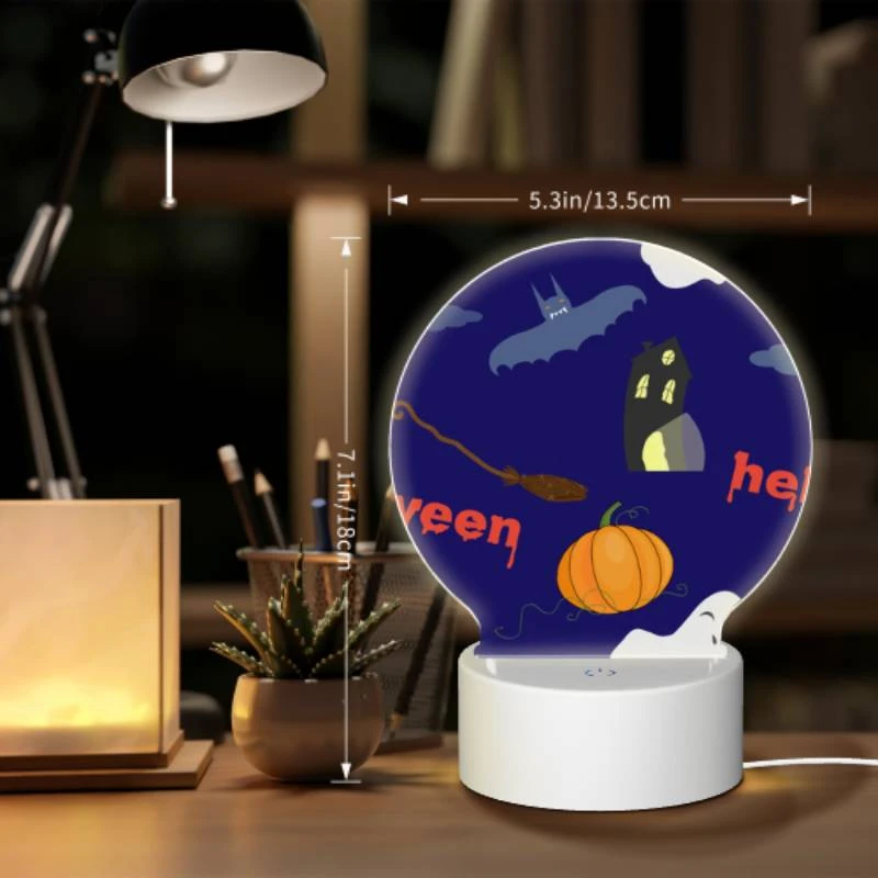 Round Acrylic Night Light, A Halloween themed image with a pumpkin Round Acrylic Night Light, A Halloween Themed Image With A Pumpkin -Pattern Night Light de3c0d1f83626e4bb734347e4b2100efe1a1faa8