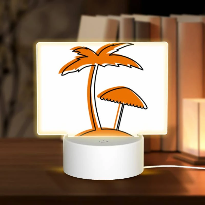 Rectangular Acrylic Night Light, A cartoon drawing of a palm tree with a beach umbrella. Rectangular Acrylic Night Light, A Cartoon Drawing Of A Palm Tree With A Beach Umbrella. -Pattern Night Light de71c8fa84b75583ce6672fb696d4450873c4e9a