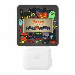 Night Light, A Colorful Halloween Sign With A Variety Of Halloween Decorations. 10 Night Light, A Colorful Halloween Sign With A Variety Of Halloween Decorations. -Pattern Night Light de7e61a4338c073b13e9ee828158307ef1b15c41