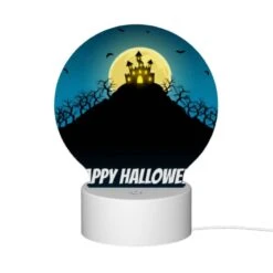 Round Acrylic Night Light, A Halloween Poster With A Castle And Bats In The Sky. 11 Round Acrylic Night Light, A Halloween Poster With A Castle And Bats In The Sky. -Pattern Night Light decb9113db85e985e21fe4c77a812c53aadfc955