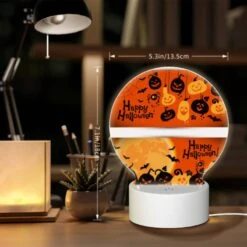 Round Acrylic Night Light, A Halloween Card With A Spider Web And Pumpkins. 7 Round Acrylic Night Light, A Halloween Card With A Spider Web And Pumpkins. -Pattern Night Light df276bbca454585939991c89f6686dfded3b6a8a