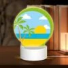 Round Acrylic Night Light, A Sunset Over The Ocean With Palm Trees In The Foreground. 1 Round Acrylic Night Light, A Sunset Over The Ocean With Palm Trees In The Foreground. -Pattern Night Light df68c4f4a260e0b82f01579735c5ee0e755e68fc