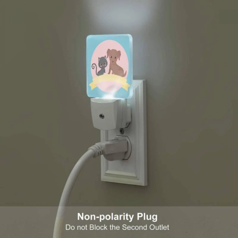 Night Light Set of 2, A black cat and a brown dog are sitting next to each other. Night Light Set Of 2, A Black Cat And A Brown Dog Are Sitting Next To Each Other. -Pattern Night Light e04ed204f900f831c1128c95a8fd460da5768667