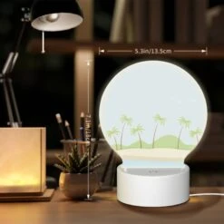 Round Acrylic Night Light, A Beautiful Beach Scene With Palm Trees And A Sunny Sky. 7 Round Acrylic Night Light, A Beautiful Beach Scene With Palm Trees And A Sunny Sky. -Pattern Night Light e10d1898285e2ffd6e3ca77c102ebd3ae4cff392