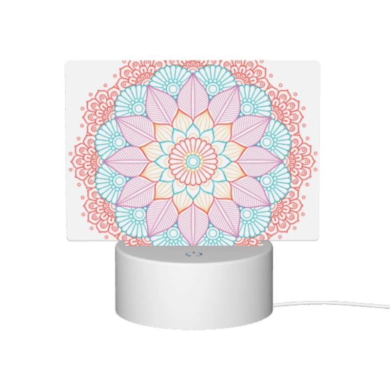 Rectangular Acrylic Night Light, A colorful flower design with a pink and blue color scheme. Rectangular Acrylic Night Light, A Colorful Flower Design With A Pink And Blue Color Scheme. -Pattern Night Light e223f212d89dead6c40d56491690006120eaae7b