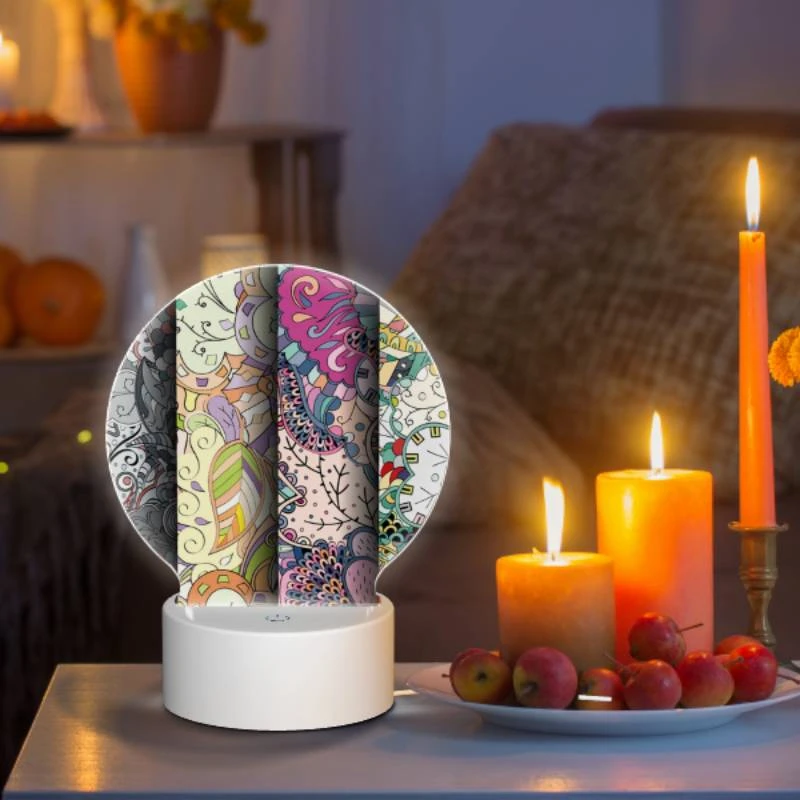 Round Acrylic Night Light, Four different colored designs of flowers. Round Acrylic Night Light, Four Different Colored Designs Of Flowers. -Pattern Night Light e2b17e0d368d996429d82bdd0a9c701de97d85fe