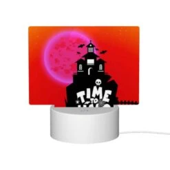 Rectangular Acrylic Night Light, A Spooky House With A Pumpkin On Top And A Skeleton On The Side. 11 Rectangular Acrylic Night Light, A Spooky House With A Pumpkin On Top And A Skeleton On The Side. -Pattern Night Light e2d2dda7ca2deb0c61df4dc1abb39ab115eca3d2