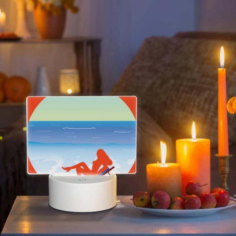 Rectangular Acrylic Night Light, A woman is laying on a beach chair Rectangular Acrylic Night Light, A Woman Is Laying On A Beach Chair -Pattern Night Light e31579d7887d1aac1ad1e63c61b57bb6eed3413e