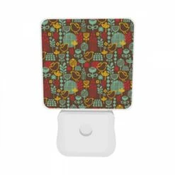 Night Light Set Of 2, A Pattern Of Birds And Flowers On A Brown Background. 9 Night Light Set Of 2, A Pattern Of Birds And Flowers On A Brown Background. -Pattern Night Light e3eb1b82d2f1a91ced9a33f3d6c242d315ead037