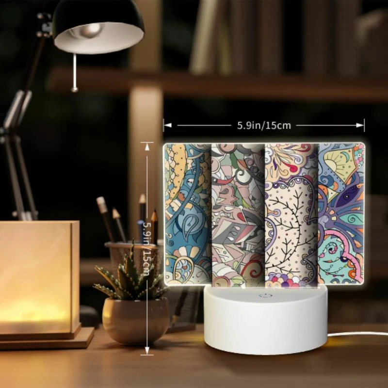 Rectangular Acrylic Night Light, Four different colored designs of flowers and leaves. Rectangular Acrylic Night Light, Four Different Colored Designs Of Flowers And Leaves. -Pattern Night Light e4203eba501fdb8ef39b691c4778ce24ea56aedf
