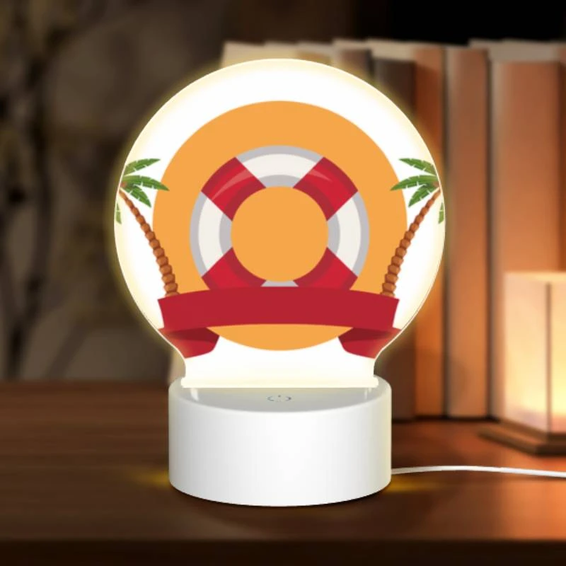 Round Acrylic Night Light, A lifesaver with a red ribbon on it. Round Acrylic Night Light, A Lifesaver With A Red Ribbon On It. -Pattern Night Light e45f1243687207a3fb33962a1a5966fc746b571a