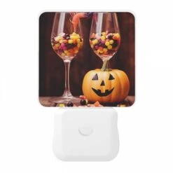 Night Light, A Pumpkin Is Sitting Next To Two Wine Glasses Filled With Candy. 10 Night Light, A Pumpkin Is Sitting Next To Two Wine Glasses Filled With Candy. -Pattern Night Light e48931c88285fa5575fa16cf42a2896f8f3becd0