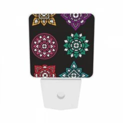 Night Light Set Of 2, Six Colorful Flower Designs Are Displayed In A Row. 8 Night Light Set Of 2, Six Colorful Flower Designs Are Displayed In A Row. -Pattern Night Light e4bcfa0fc813fba164564924e38d84d5542de641