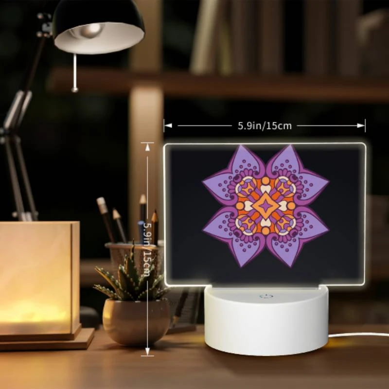 Rectangular Acrylic Night Light, A purple and orange flower with a yellow center. Rectangular Acrylic Night Light, A Purple And Orange Flower With A Yellow Center. -Pattern Night Light e4da7b550230039625e960949034eebe22a86865