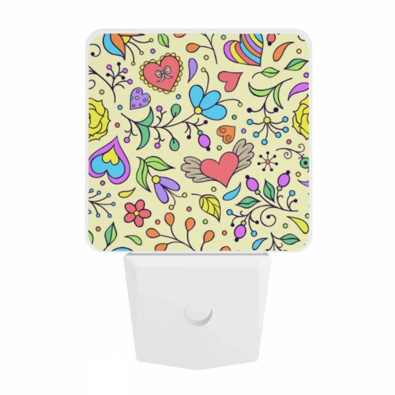 Night Light, A colorful floral pattern with hearts and flowers. Night Light, A Colorful Floral Pattern With Hearts And Flowers. -Pattern Night Light e5ae9efdaa89ffa701761b1e5962305edae7c3fc