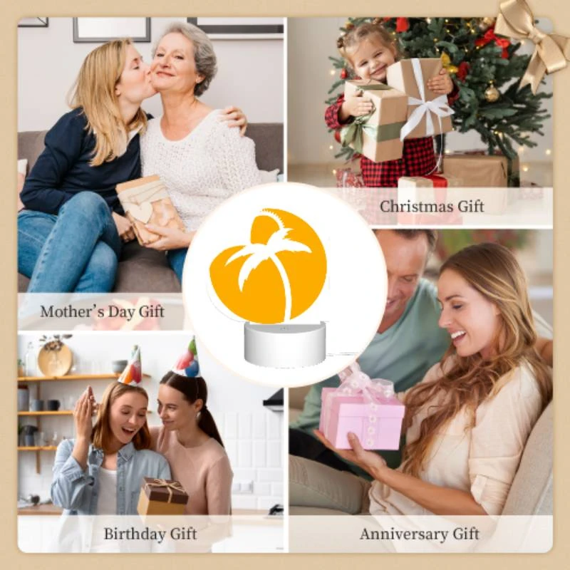 Love Acrylic Night Light, A yellow circle with a palm tree in it. Love Acrylic Night Light, A Yellow Circle With A Palm Tree In It. -Pattern Night Light e650a8b20b7413140adb826f31b55e44838fb770