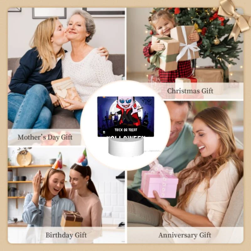 Rectangular Acrylic Night Light, A cartoon character with a vampire costume and a trick or treat sign. Rectangular Acrylic Night Light, A Cartoon Character With A Vampire Costume And A Trick Or Treat Sign. -Pattern Night Light e67eac13bf64952aa117612da933c4968a5790ad