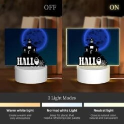 Rectangular Acrylic Night Light, A Spooky Halloween Scene With A Haunted House And A Moon In The Background. 4 Rectangular Acrylic Night Light, A Spooky Halloween Scene With A Haunted House And A Moon In The Background. -Pattern Night Light e701a9db2c1ff2fe7b9cd67fe3ffd82bd77ae79a