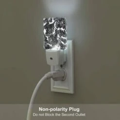 Night Light, A Black And White Photo Of A Leafy Plant. -Pattern Night Light e73be511d317c381697cf4ca3c9cf9bf4d8d7e82