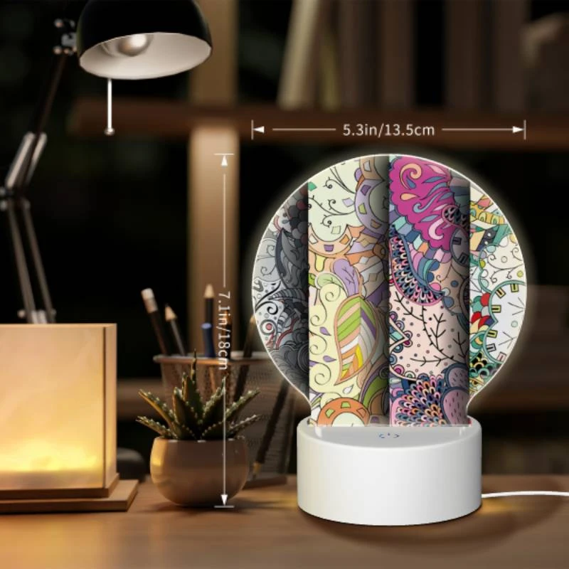 Round Acrylic Night Light, Four different colored designs of flowers. Round Acrylic Night Light, Four Different Colored Designs Of Flowers. -Pattern Night Light e7405d40871758249e298715c752c991d40e0d04