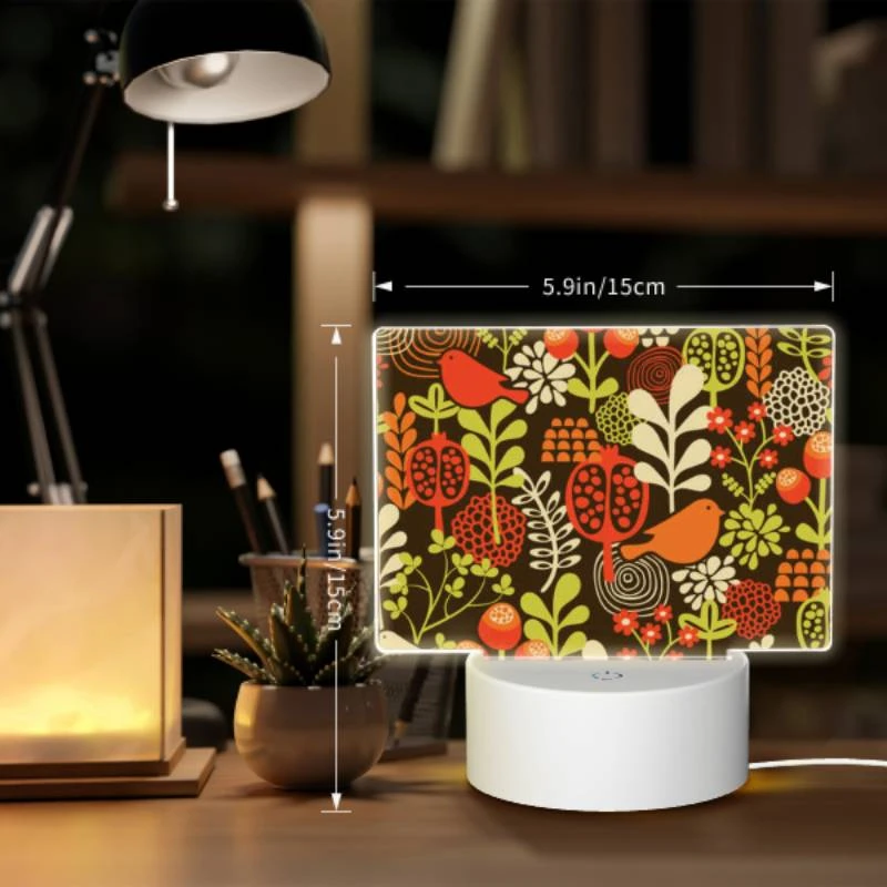 Rectangular Acrylic Night Light, A colorful floral pattern with birds and berries. Rectangular Acrylic Night Light, A Colorful Floral Pattern With Birds And Berries. -Pattern Night Light e74eb541bdc5455c12e2aa550f930d4ea57e523e
