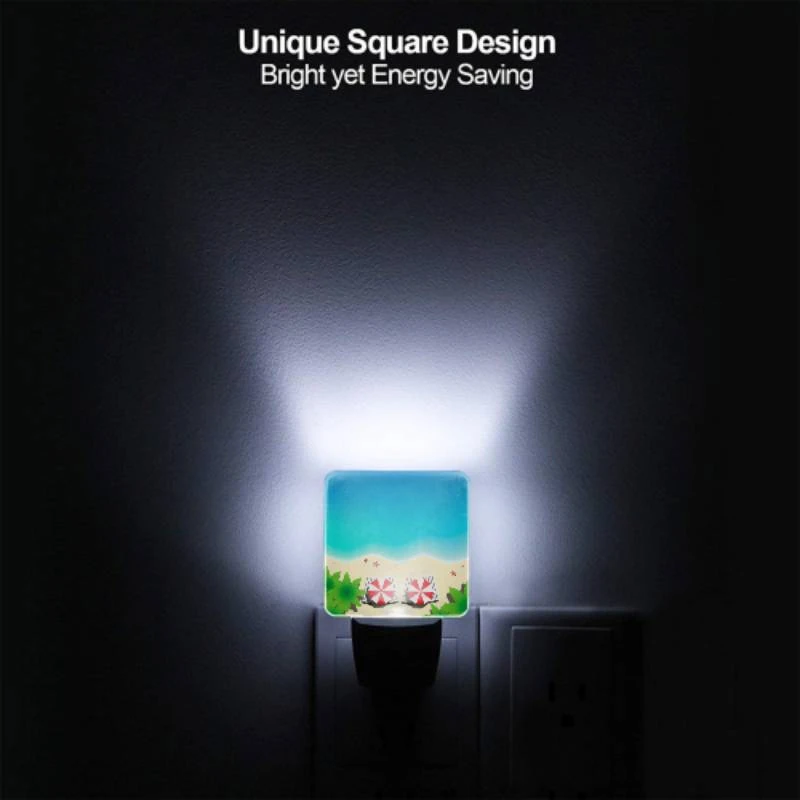 Night Light Set of 2, Two red and white striped beach chairs are sitting on the sand. Night Light Set Of 2, Two Red And White Striped Beach Chairs Are Sitting On The Sand. -Pattern Night Light e763ad33588397e7348b5c61ec3cb452ce9ea92c