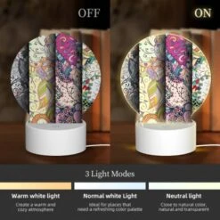 Round Acrylic Night Light, Four Different Colored Designs Of Flowers. 4 Round Acrylic Night Light, Four Different Colored Designs Of Flowers. -Pattern Night Light e77d19f694d6d85fc5cbb70d04a663efe082b1ae