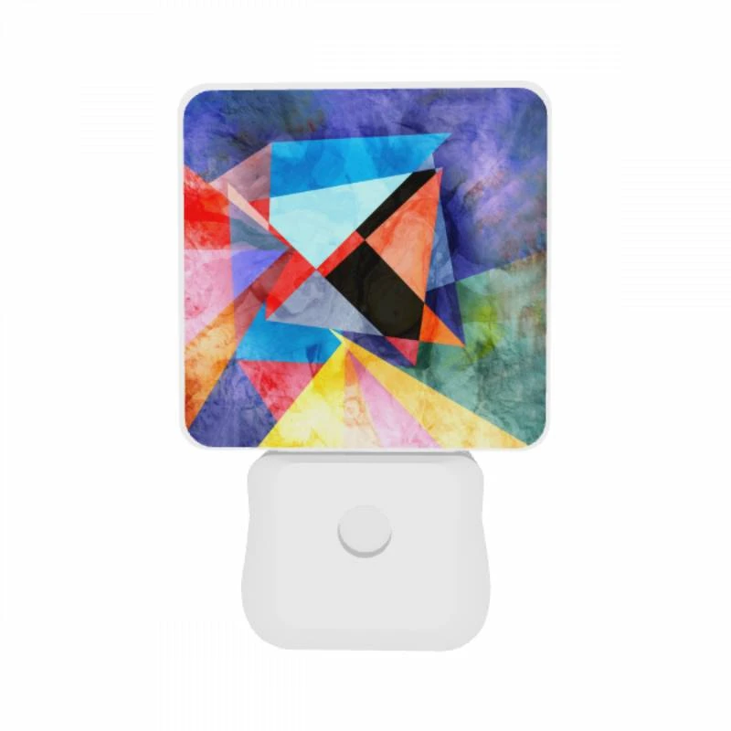 Night Light Set of 2, A colorful painting of a triangle with a person in the center. Night Light Set Of 2, A Colorful Painting Of A Triangle With A Person In The Center. -Pattern Night Light e792b0a92af7eb502c6b528b54487e22d8387459