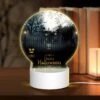 Round Acrylic Night Light, A Fence With A Happy Halloween Sign.