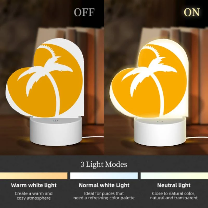 Love Acrylic Night Light, A yellow circle with a palm tree in it. Love Acrylic Night Light, A Yellow Circle With A Palm Tree In It. -Pattern Night Light e814384537cba713465fafe14a773f6c18f48ad6