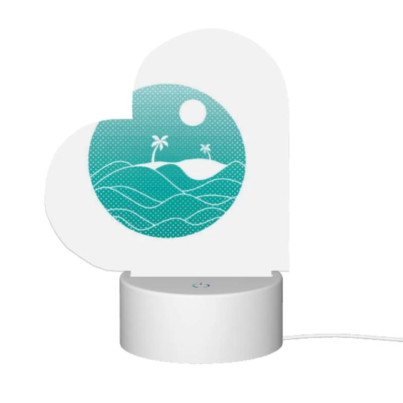 Love Acrylic Night Light, A blue and white circle with a beach and palm trees in it. Love Acrylic Night Light, A Blue And White Circle With A Beach And Palm Trees In It. -Pattern Night Light e83a8e472b99433ba6d5b6288040636775e9e623