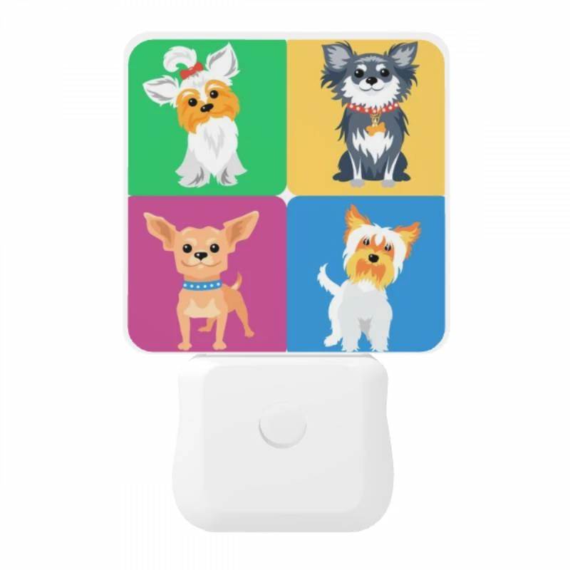 Night Light, Four different colored dogs are shown in a square. Night Light, Four Different Colored Dogs Are Shown In A Square. -Pattern Night Light e8b376fd6ac45b39b8adf60df5be90458b429e35