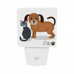 Night Light Set Of 2, A Black Cat And A Brown Dog Are Standing Next To Each Other. 8 Night Light Set Of 2, A Black Cat And A Brown Dog Are Standing Next To Each Other. -Pattern Night Light e924b16aeec00ef5b8b65f34f6205126b71b07b8