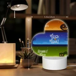 Love Acrylic Night Light, A Colorful Halloween Banner With The Words "Happy Halloween" And "Trick Or Treat" Written On It. -Pattern Night Light e988b902b665596faa2411354484cdb915f737b8