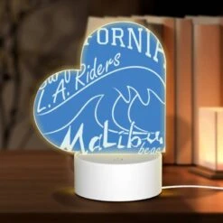 Love Acrylic Night Light, A Blue Surfboard With The Words California Surf Riders On It.