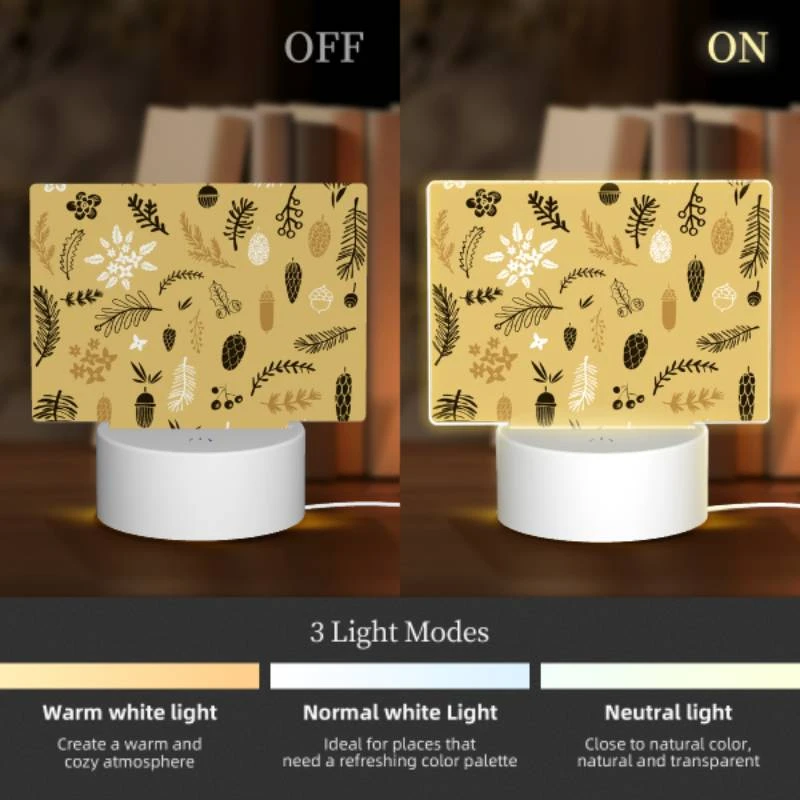 Rectangular Acrylic Night Light, A collection of various plants and fruits. Rectangular Acrylic Night Light, A Collection Of Various Plants And Fruits. -Pattern Night Light e9d17c7e338585ad57168e51f11b962a96c1a020