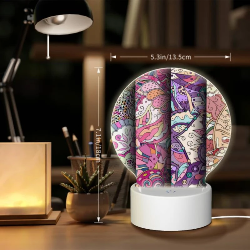 Round Acrylic Night Light, Three colorful designs are displayed on a wall. Round Acrylic Night Light, Three Colorful Designs Are Displayed On A Wall. -Pattern Night Light e9d7e6535e6d8e2dfabcd2e0fa98b13528ed2b44